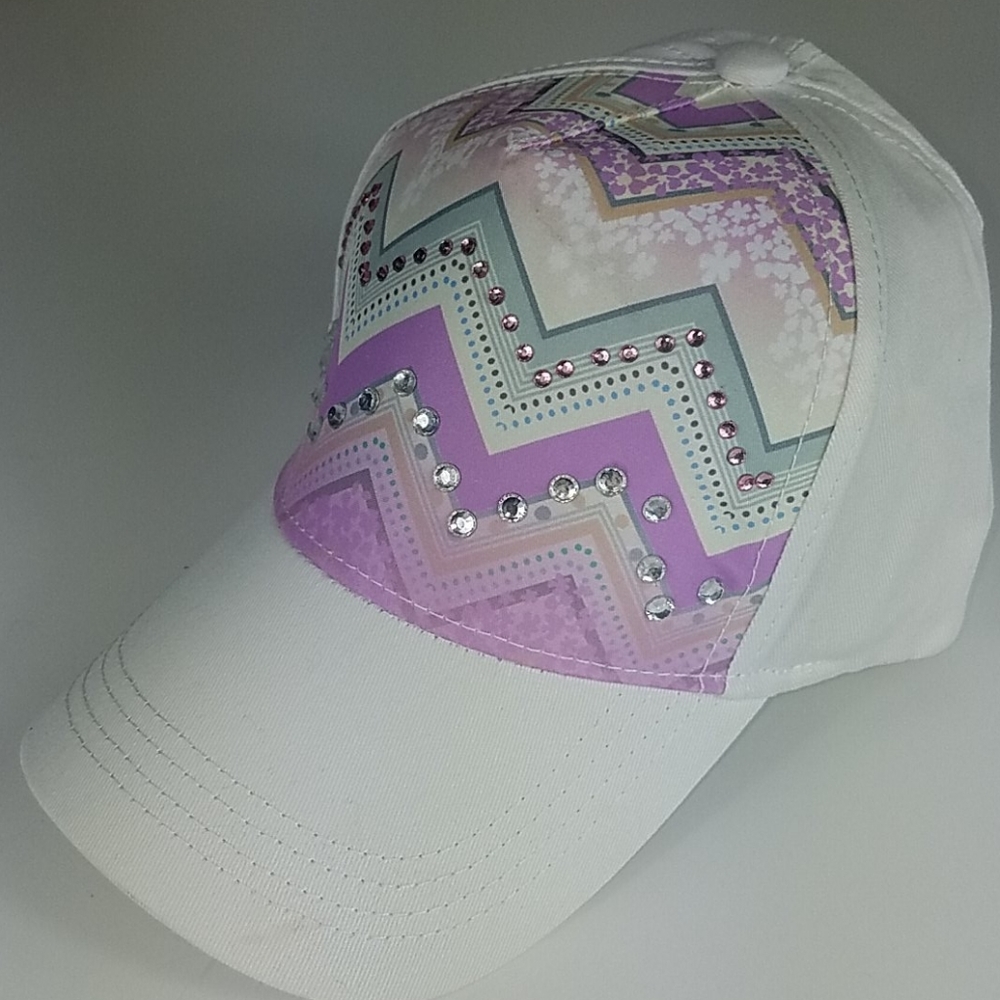 Fashion Cap, Pink and white stones cap, Adjustable